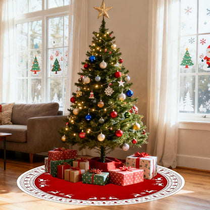Weihnachtsbaum Unterlage Rund 120cm Elch Schneeflocke Strick
