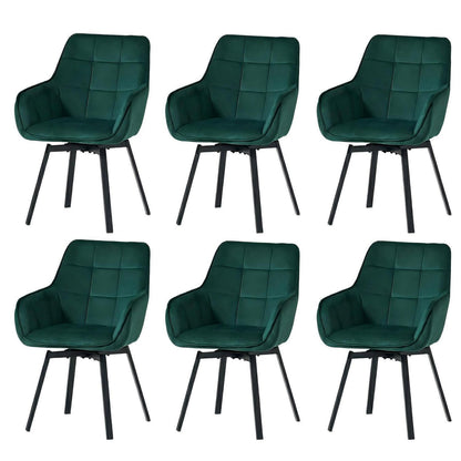 Drehbarer Samt Esszimmerstuhl Set (6er) Grün