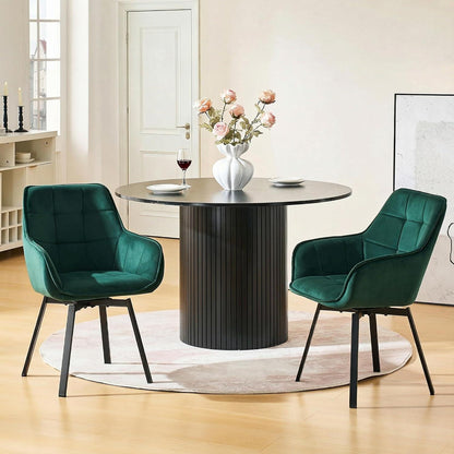 Drehbarer Samt Esszimmerstuhl Set (6er) Grün