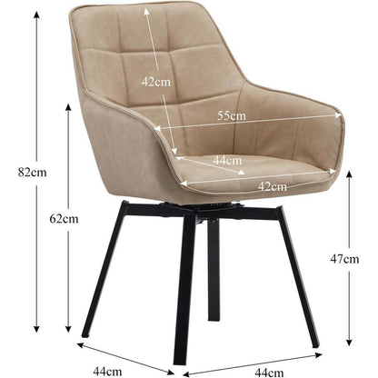 Drehbarer Esszimmerstuhl Set 4er – Beige in Lederoptik