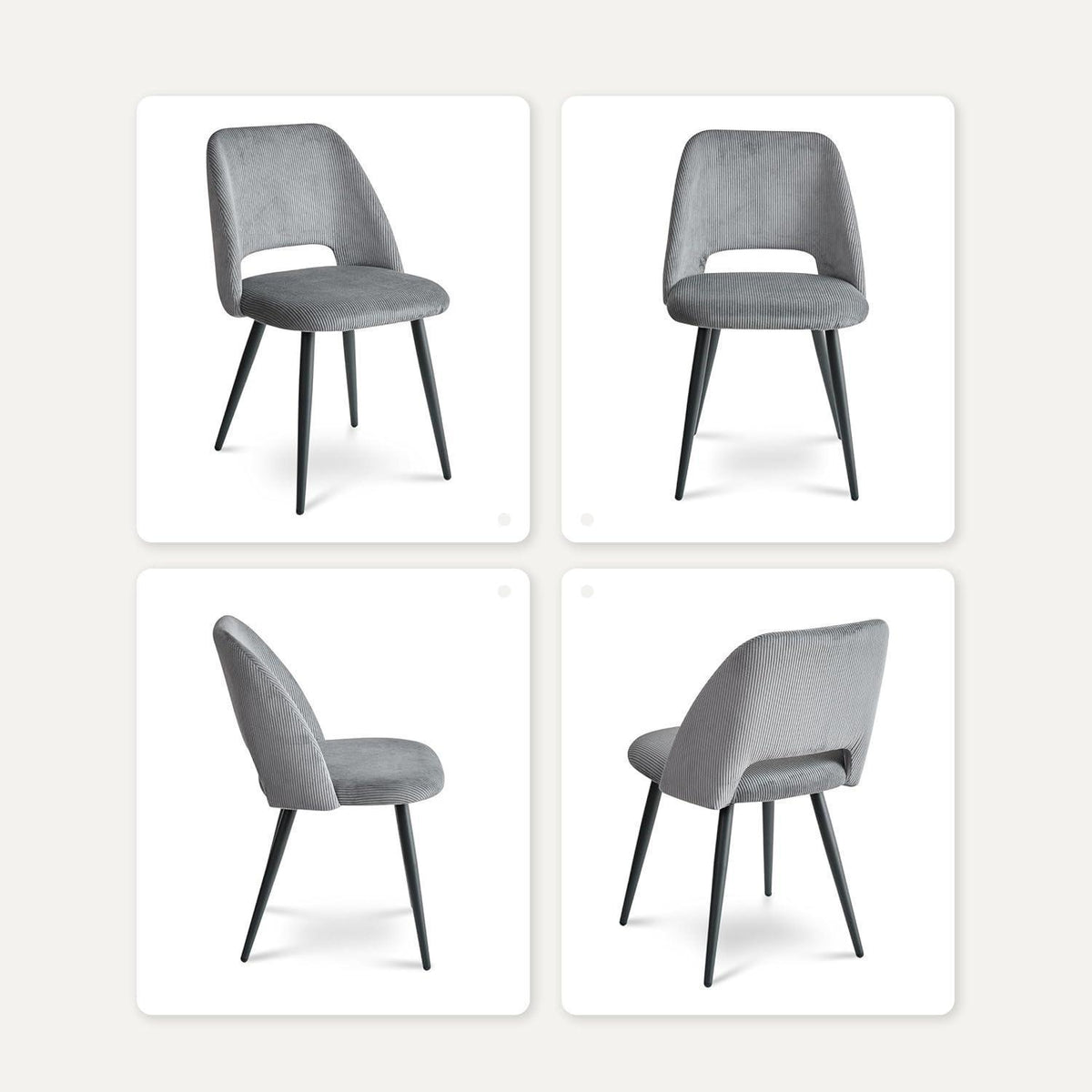 Runder Esstisch Set mit 4 Cord-Stühlen – Modernes Esszimmer Set