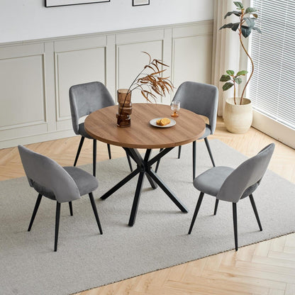 Runder Esstisch Set mit 4 Cord-Stühlen – Modernes Esszimmer Set