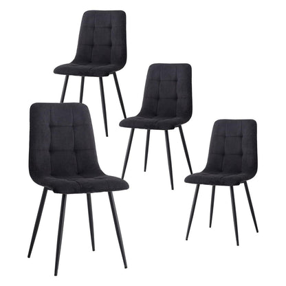 Moderner Esszimmerstuhl Set 4er-Pack, Cord-Polsterung Schwarz