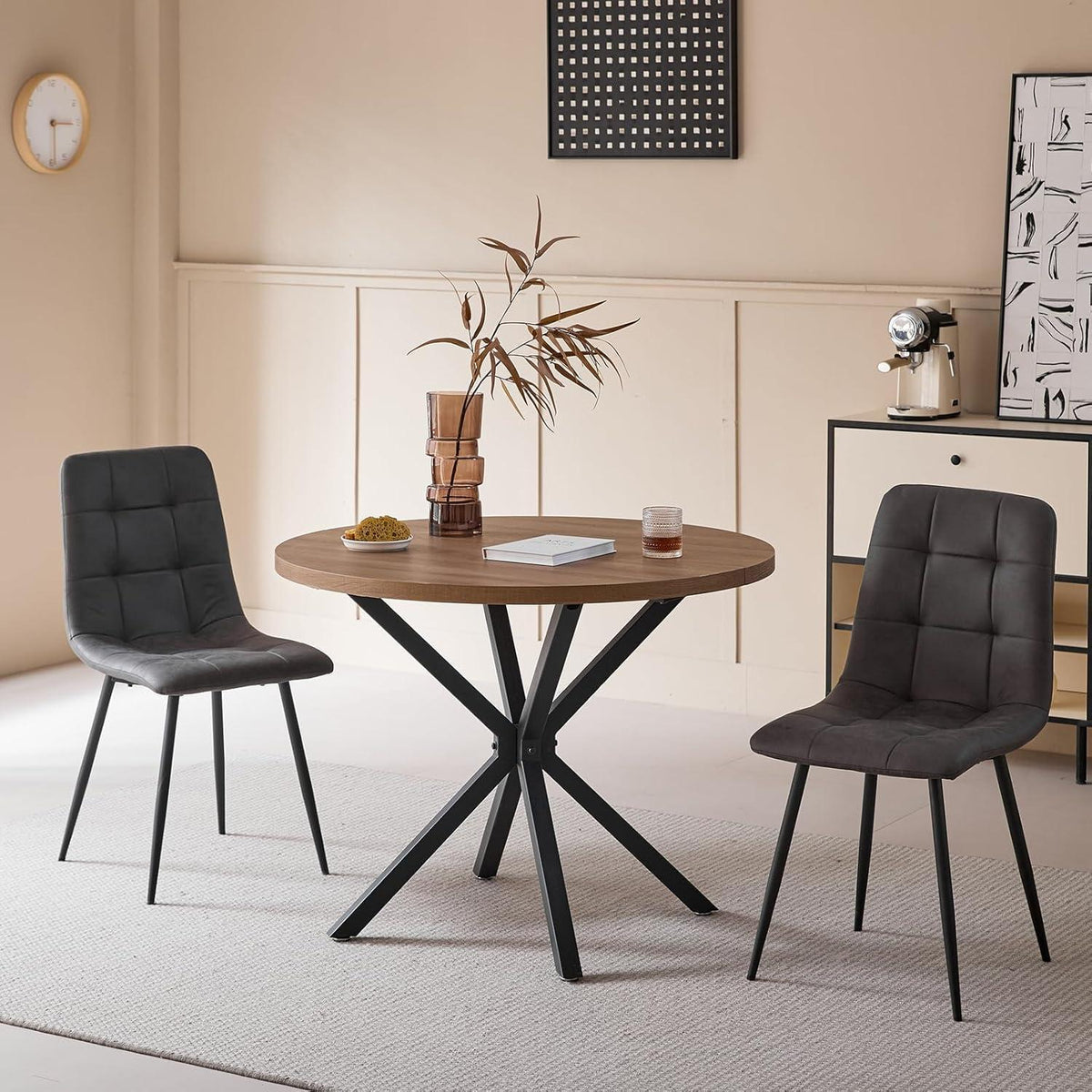 Modernes Esszimmerstuhl-Set 2er-Set Grau – Bequemer Küchenstuhl