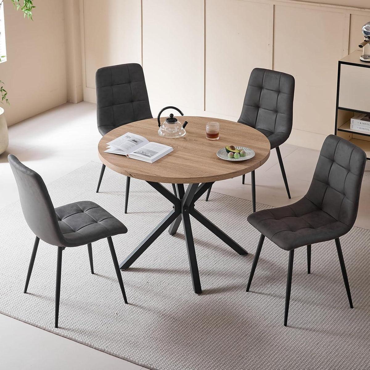 Modernes Esszimmerstuhl-Set 2er-Set Grau – Bequemer Küchenstuhl