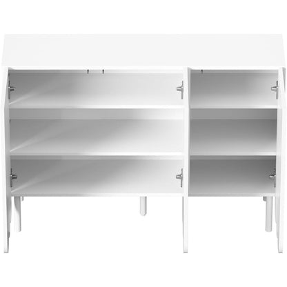 Weißes Sideboard mit Wellentüren & Rebound-Mechanismus (120x35x80)