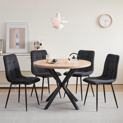 Moderner Esszimmerstuhl Set 8er – Bequemer Cord Sitz Schwarz