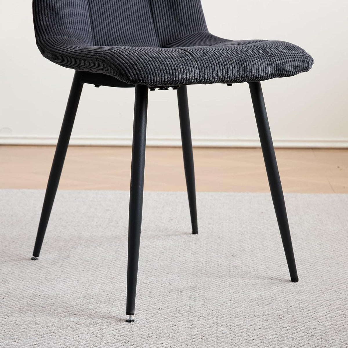Moderner Esszimmerstuhl Set 8er – Bequemer Cord Sitz Schwarz
