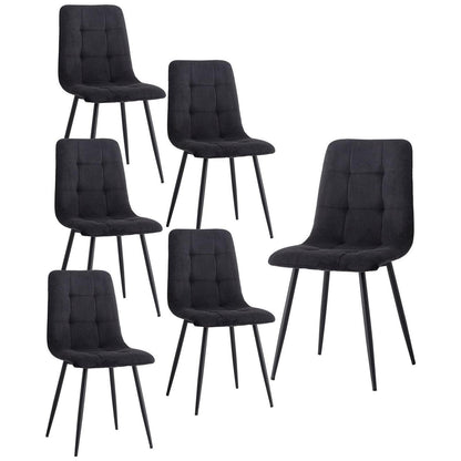 Moderner Esszimmerstuhl 6er-Set mit Cordpolsterung Schwarz
