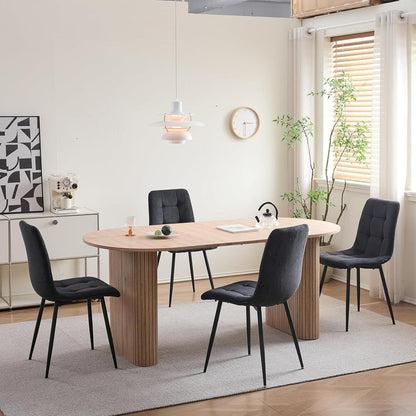 Moderner Esszimmerstuhl 6er-Set mit Cordpolsterung Schwarz