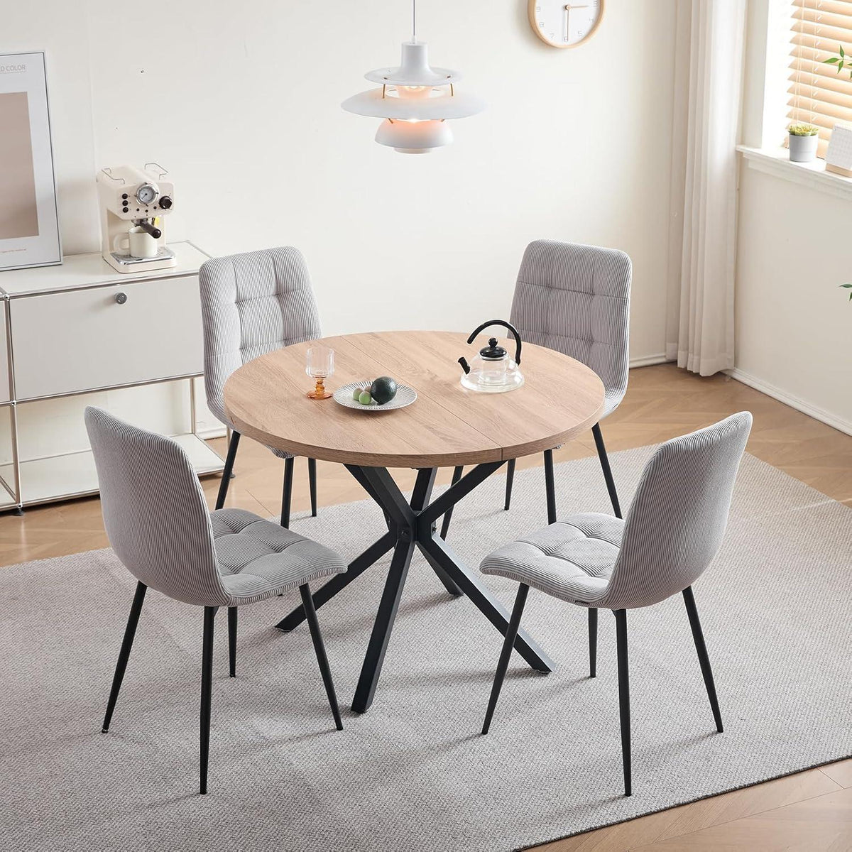 Moderner Esszimmerstuhl 6er-Set, Grau Cordpolsterung