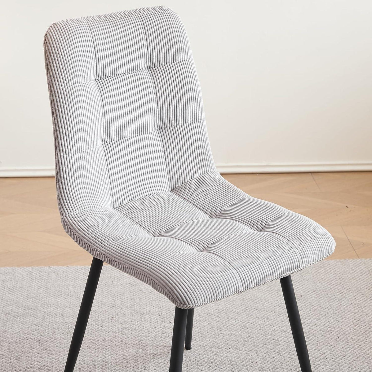 Moderner Esszimmerstuhl Set (8) – Grau Cord Polster