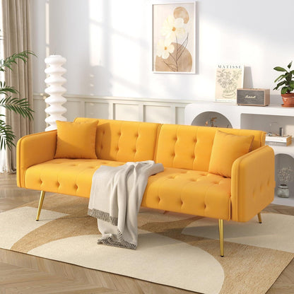 2-Sitzer Schlafsofa mit verstellbarer Rückenlehne (Gelb)