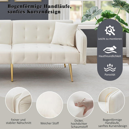 2-Sitzer Schlafsofa mit verstellbarer Rückenlehne (Weiß)