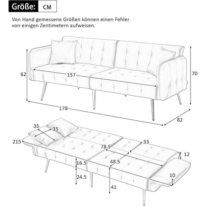 2-Sitzer Schlafsofa mit verstellbarer Rückenlehne (Beige)