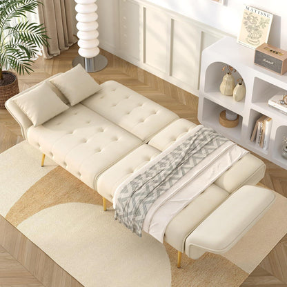 2-Sitzer Schlafsofa mit verstellbarer Rückenlehne (Beige)