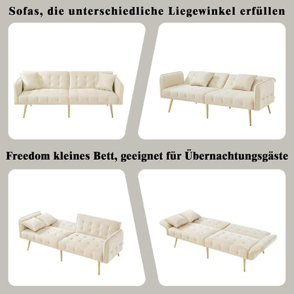 2-Sitzer Schlafsofa mit verstellbarer Rückenlehne (Beige)