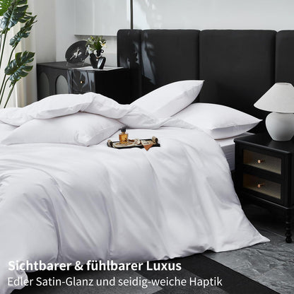 Mako Satin Bettwäsche Set 220x240 Weiß – Weich & Kühlend