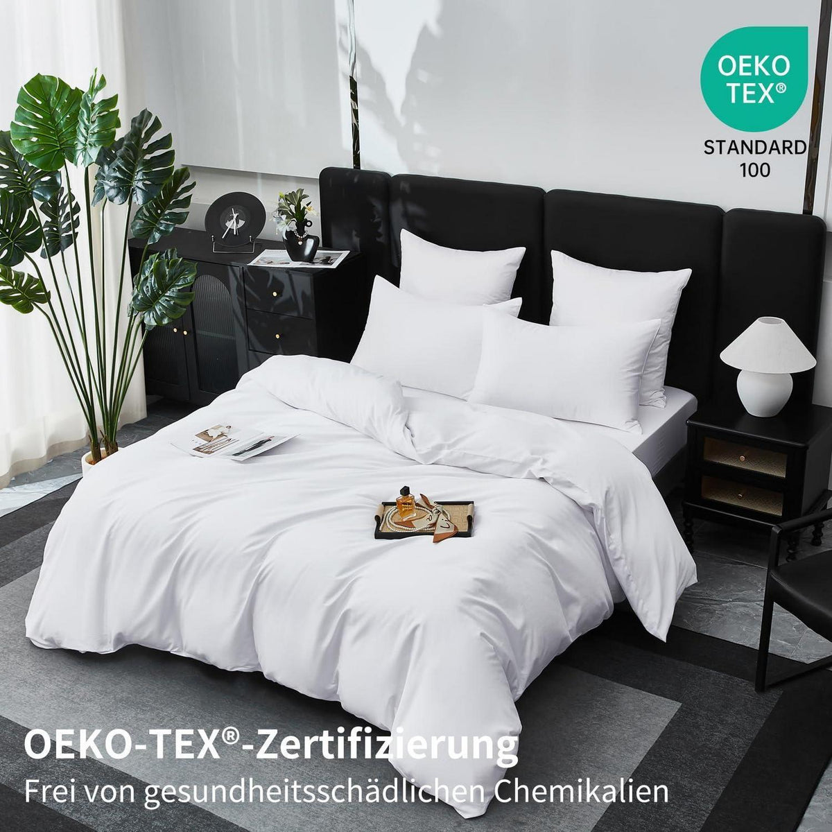 Mako Satin Bettwäsche Set 220x240 Weiß – Weich & Kühlend