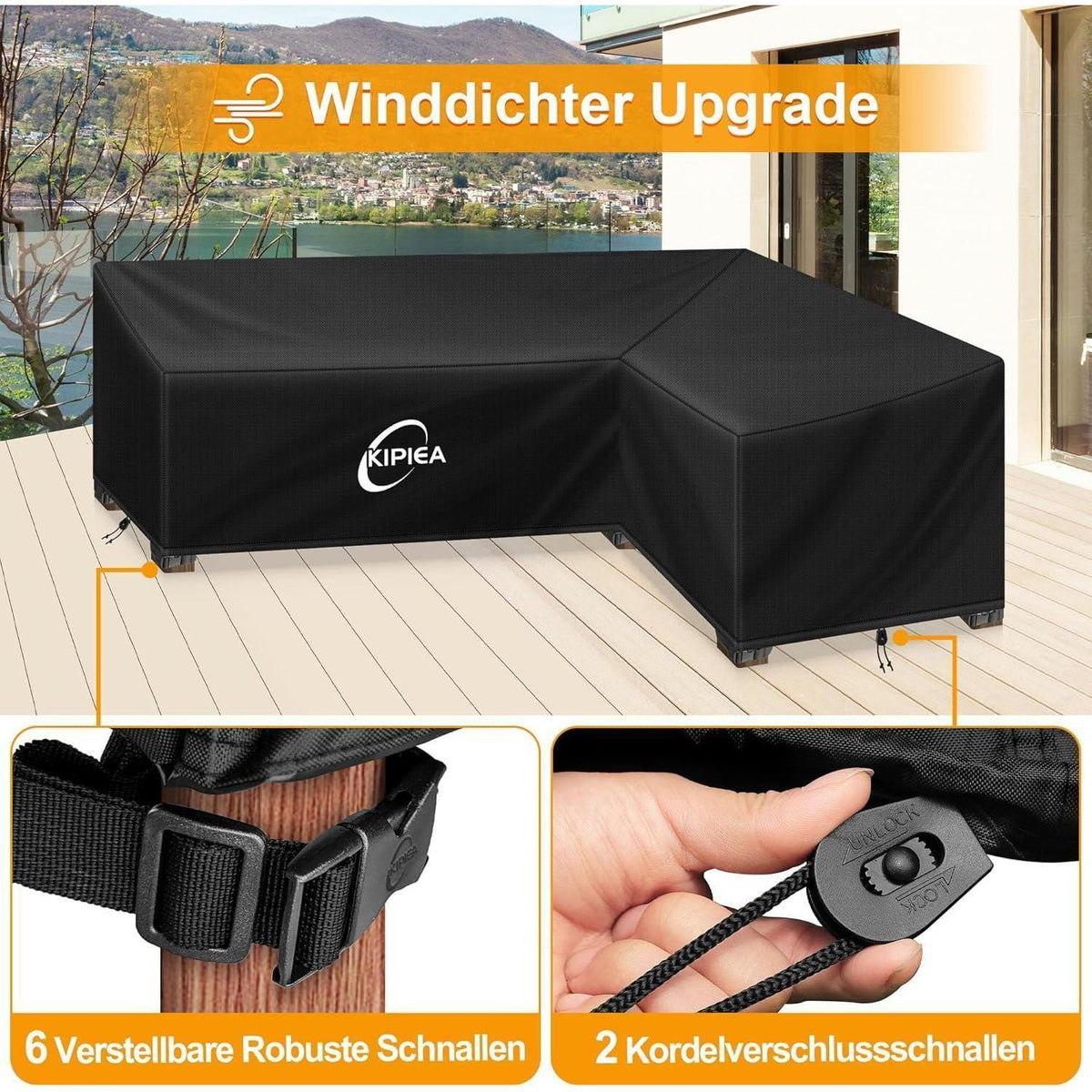 L-förmige Gartenmöbel Abdeckung – Wasserdicht & Winterfest
