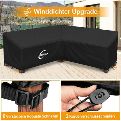 L-Form Abdeckplane Gartenmöbel Winterfest 305x305x85cm