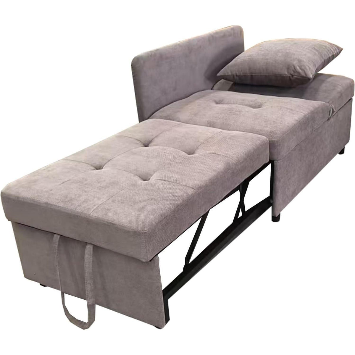 3-in-1 Schlafsofa mit Leinenstoff & verstellbarer Rückenlehne (Grau)