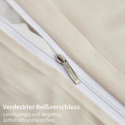 Mako Satin Bettwäsche Set 220x240 Hellbeige – Weich & Kühlend