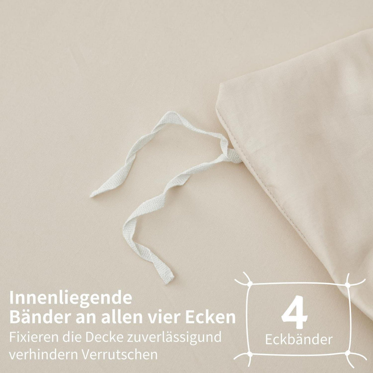 Mako Satin Bettwäsche Set 220x240 Hellbeige – Weich & Kühlend
