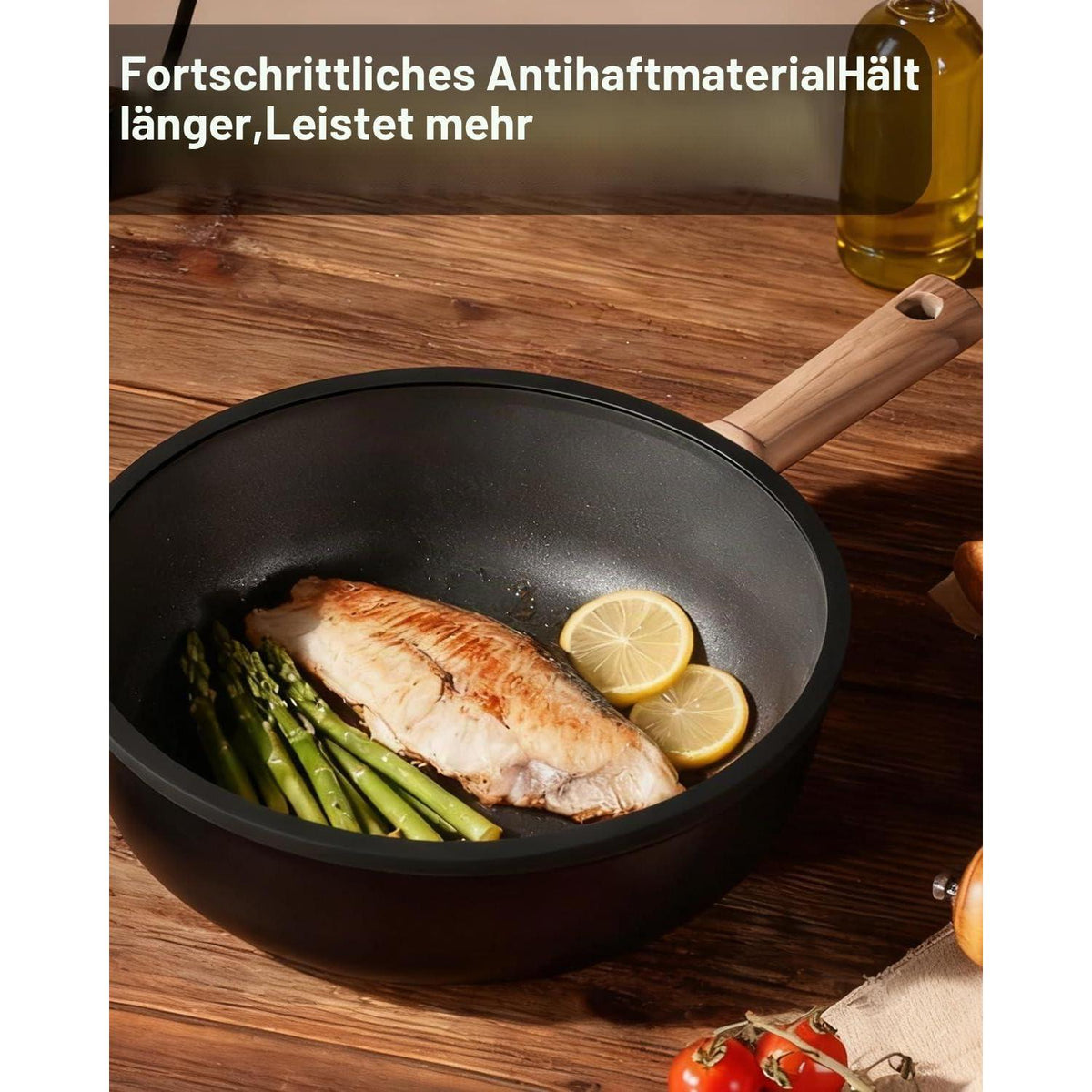 17-teiliges Topfset Induktion Titan-Keramik Antihaft Schwarz