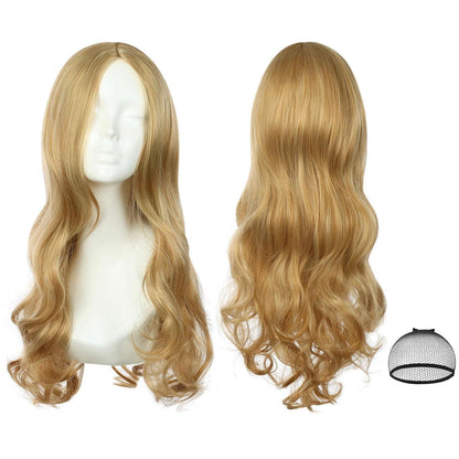 Lange Lockige Damen Perücke - Hellblond, 66cm, Hitzebeständig