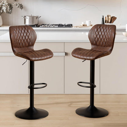 Barhocker mit Lehne, Höhenverstellbar, Braun, 3er Set