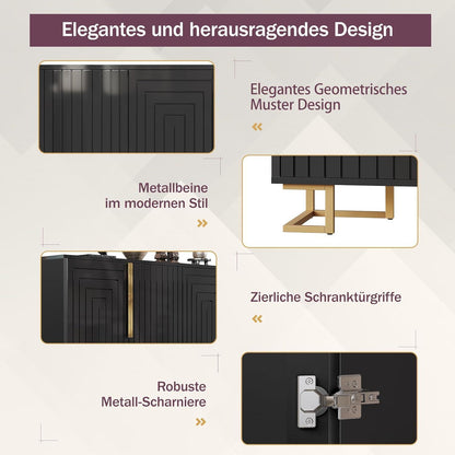 Geometrischer Schrank mit 2 Türen – Sideboard & Kommode Schwarz