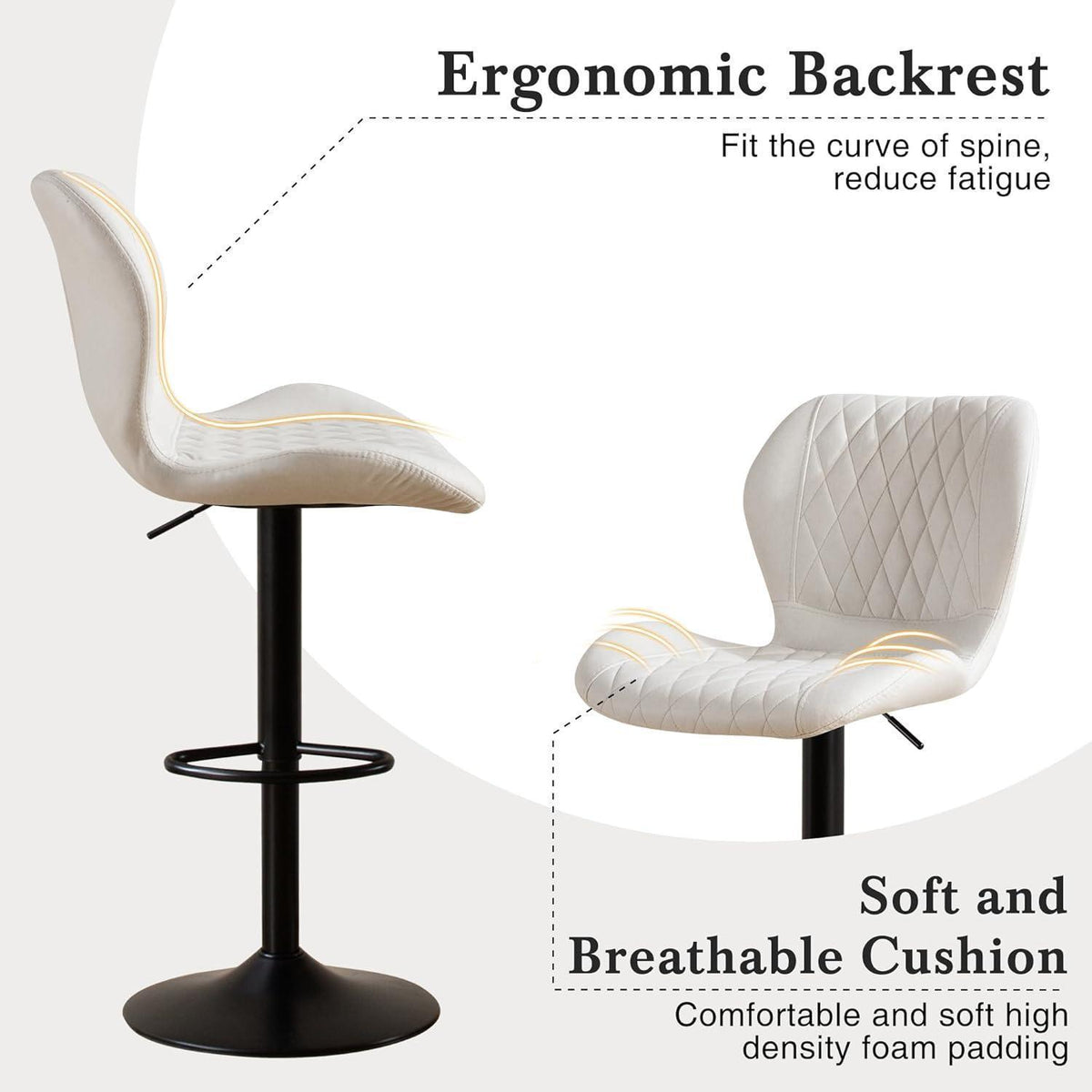 Barhocker mit Lehne, höhenverstellbar, beige, 4er Set