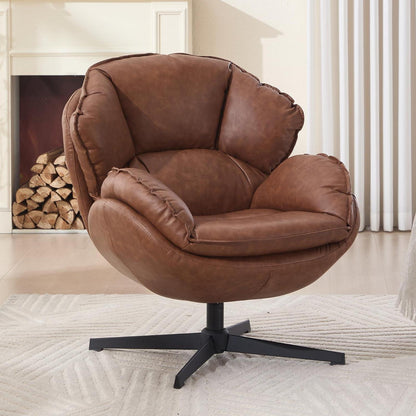 Moderner Loungesessel mit Drehfunktion & Lendenwirbelstütze (Braun)