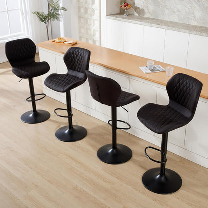 Barhocker mit Lehne, höhenverstellbar, 4er Set Schwarz