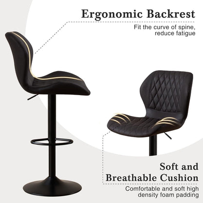 Barhocker mit Lehne, höhenverstellbar, 4er Set Schwarz