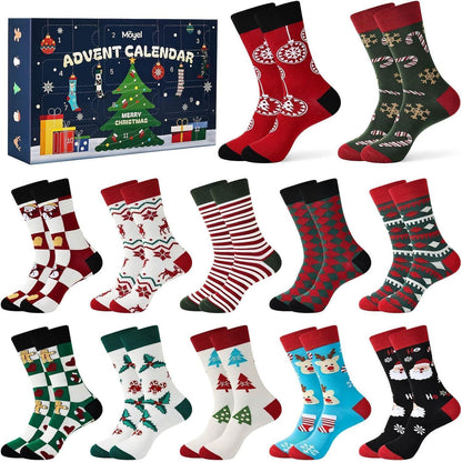 Adventskalender Socken Herren 12 Paar 43-46 Weihnachtssocken Lustig