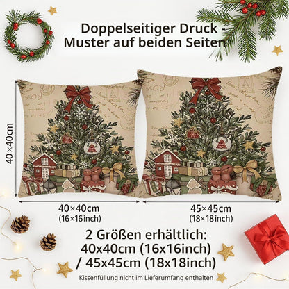 2er Set Winter Weihnachten Kissenbezüge 45x45 cm - Weihnachtsdeko