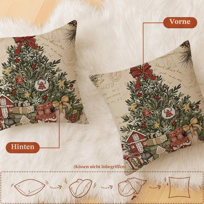 2er Set Winter Weihnachten Kissenbezüge 45x45 cm - Weihnachtsdeko