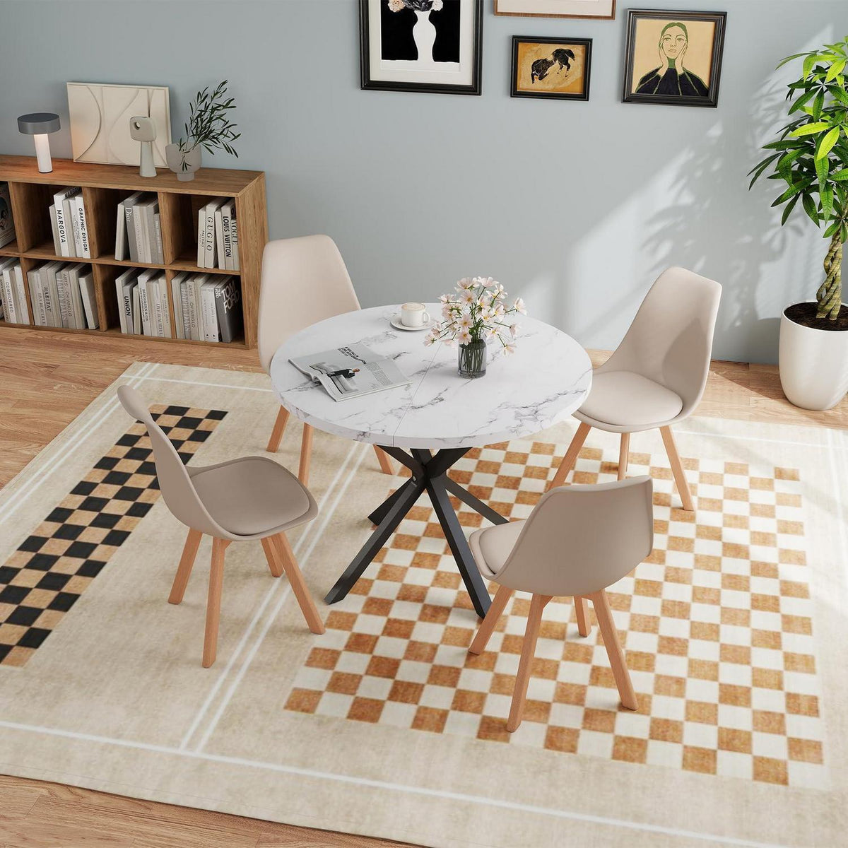 Runder Esstisch Set mit 4 Stühlen – Modernes Esszimmer Möbel