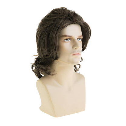 Lange gerade braune Herrenperücke – Synthetisch für Cosplay & Halloween