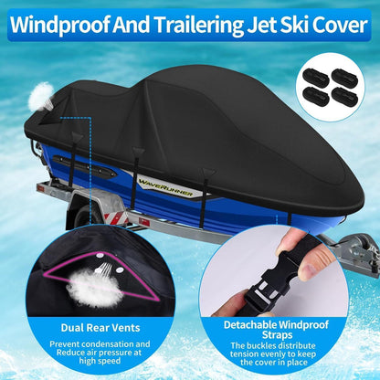 Jet Ski Abdeckung 900D Wasserdicht Schwarz 2XL (305-345cm)