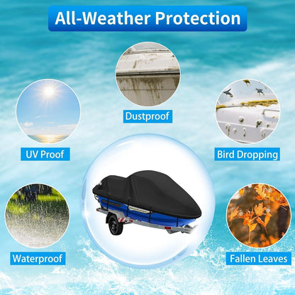Jet Ski Abdeckung 900D Wasserdicht Schwarz 2XL (305-345cm)