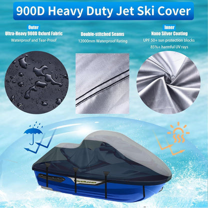 JetSki Abdeckplane 900D, 2XL, Silber-Schwarz