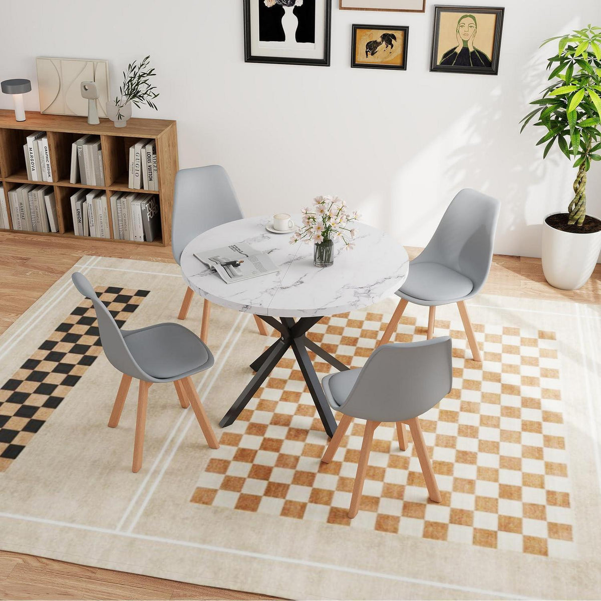Runder Esstisch Set mit 4 Stühlen – Modernes Esszimmer Möbel
