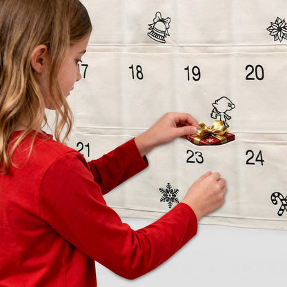 Wiederverwendbarer Adventskalender Wandteppich mit 24 Fächern