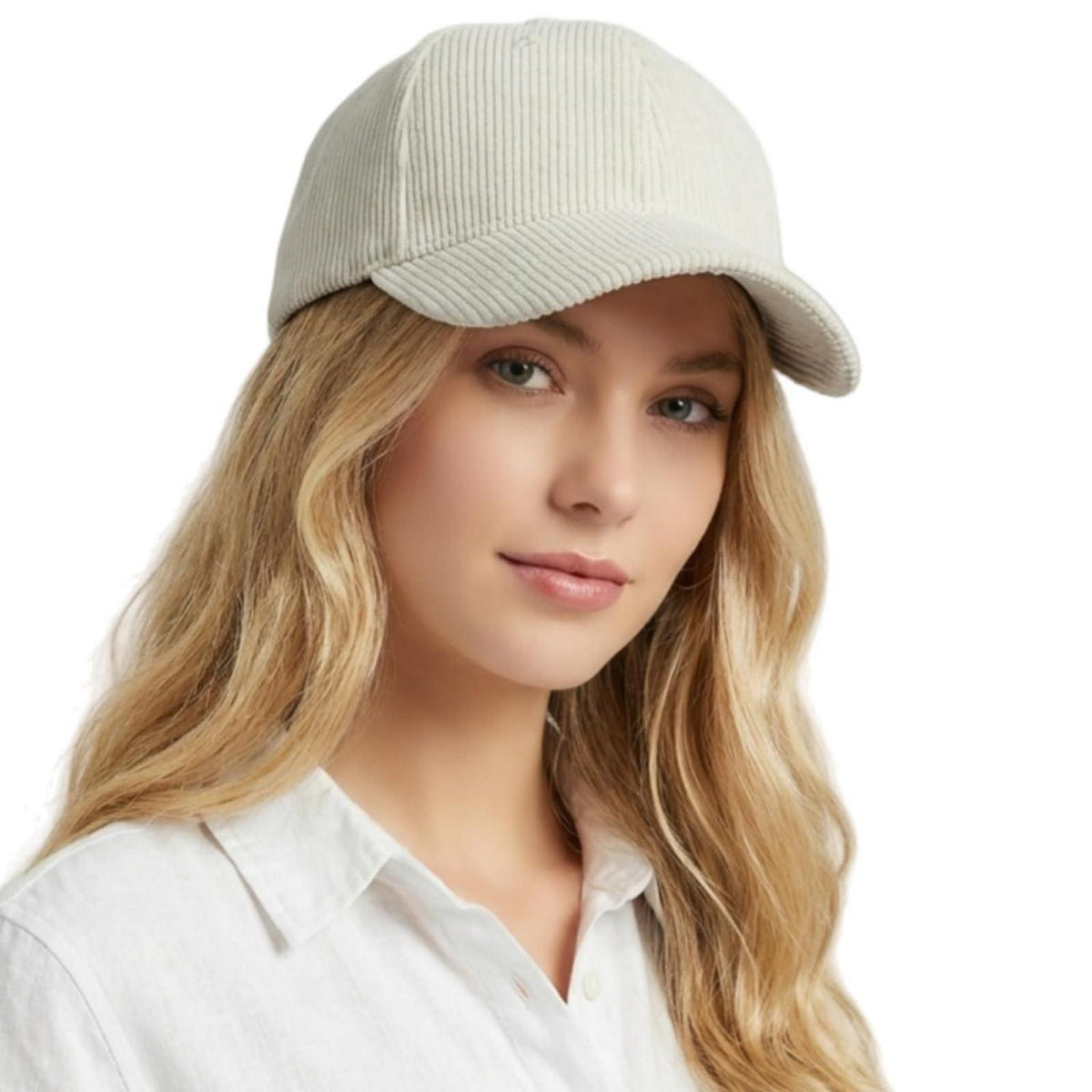 Cord Baseball Cap Damen Herren Verstellbar Beige Wintermütze