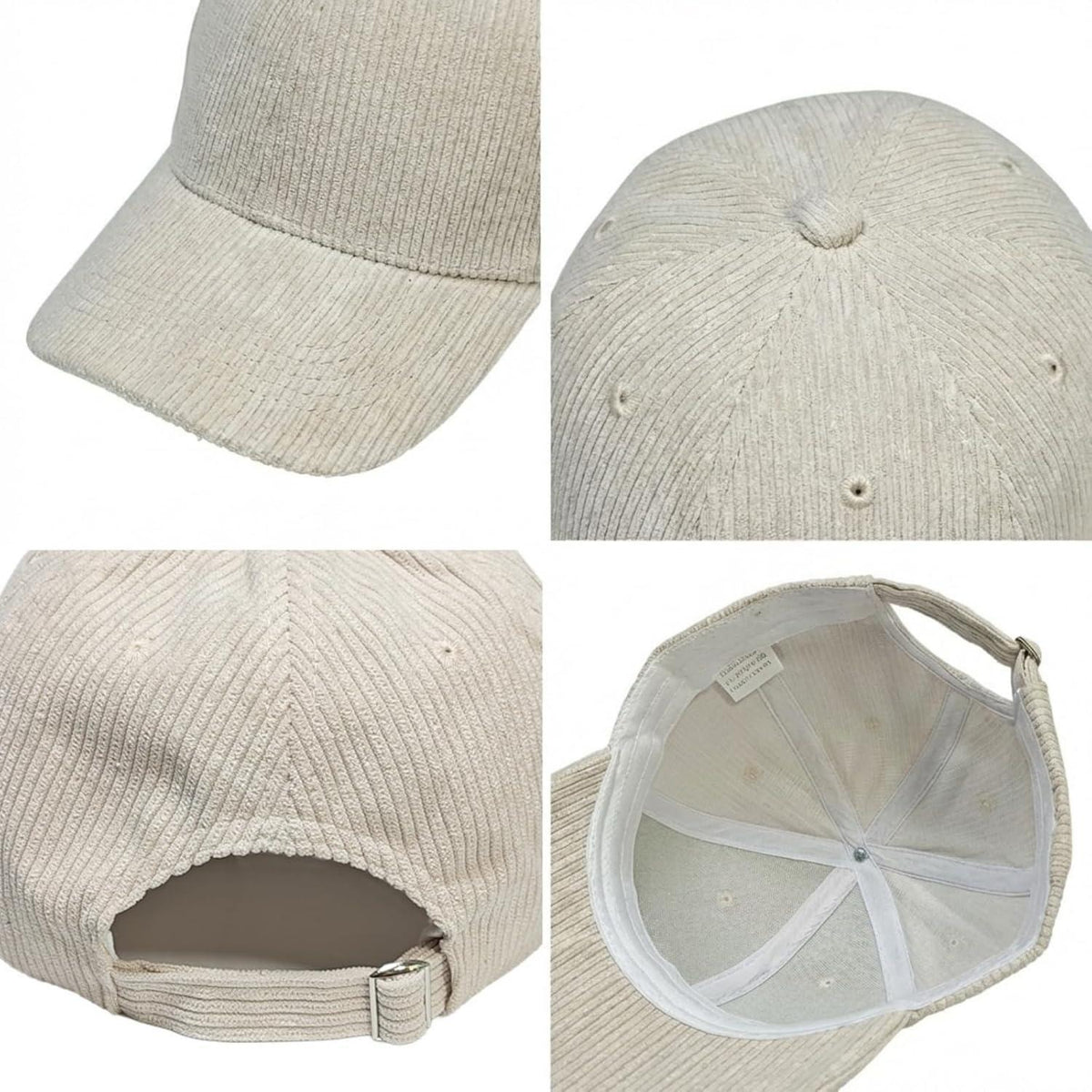 Cord Baseball Cap Damen Herren Verstellbar Beige Wintermütze
