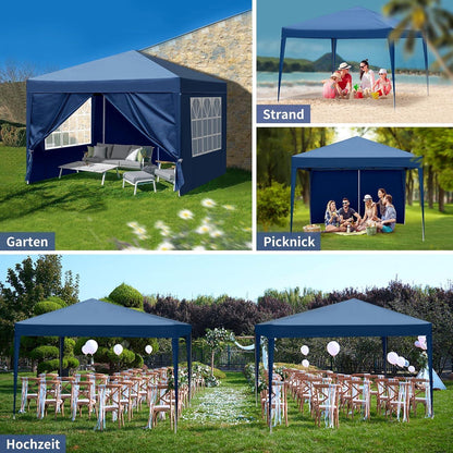 3x3m Faltpavillon mit 4 Seitenteilen – Wasserdicht & UV-Schutz