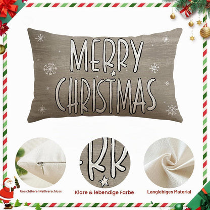 Weihnachtskissenbezüge 4er Set – Zwerg & Weihnachtsbaum Grau 30x50 cm